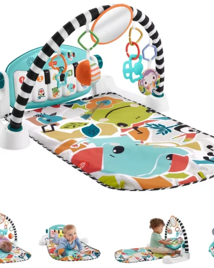 Mata edukacyjna Fisher-Price Glow & Grow Kick and Play – Niebieska