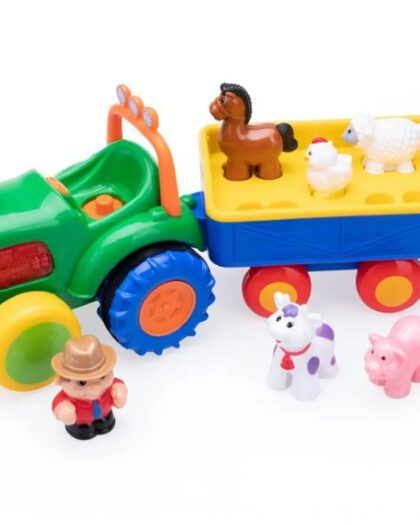 Dumel Discovery, Traktor Farmer, interaktywny pojazd rolniczy z przyczepą i figurkami zwierząt