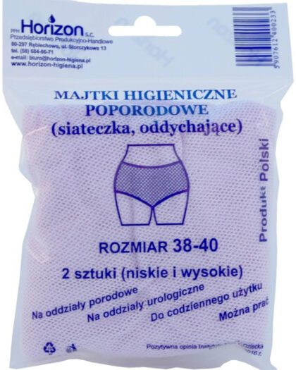 Horizon – Siateczkowe majtki poporodowe, rozmiar 38–40, 2 sztuki