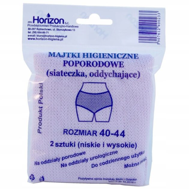 Horizon – Siateczkowe majtki poporodowe, rozmiar 40–44, 2 sztuki