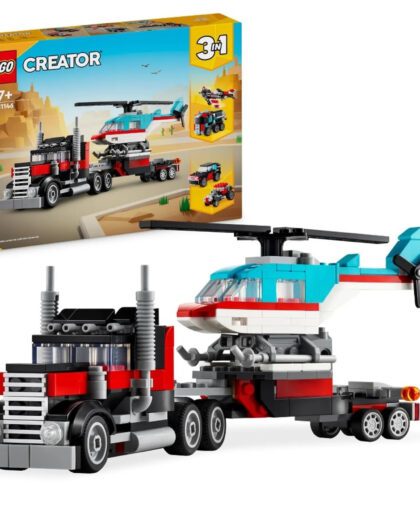 LEGO® Creator 3w1 – Ciężarówka z platformą i helikopterem (31146)