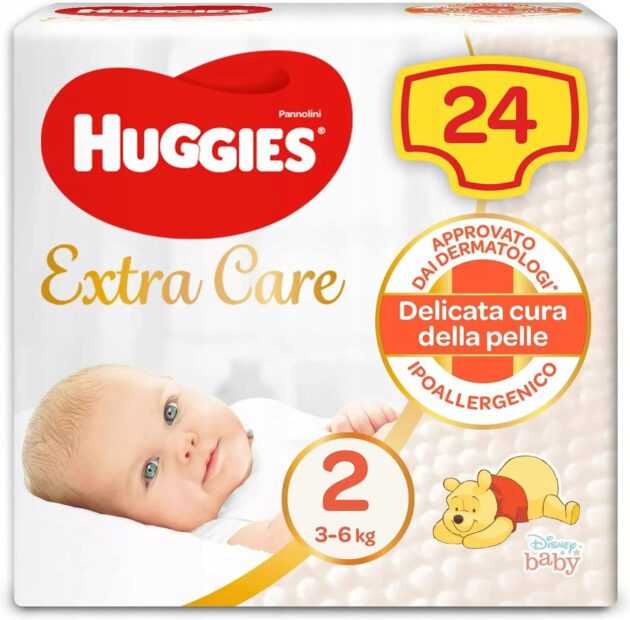 Huggies Extra Care Size 2 pieluchy jednorazowe 3-6 kg 24 szt.
